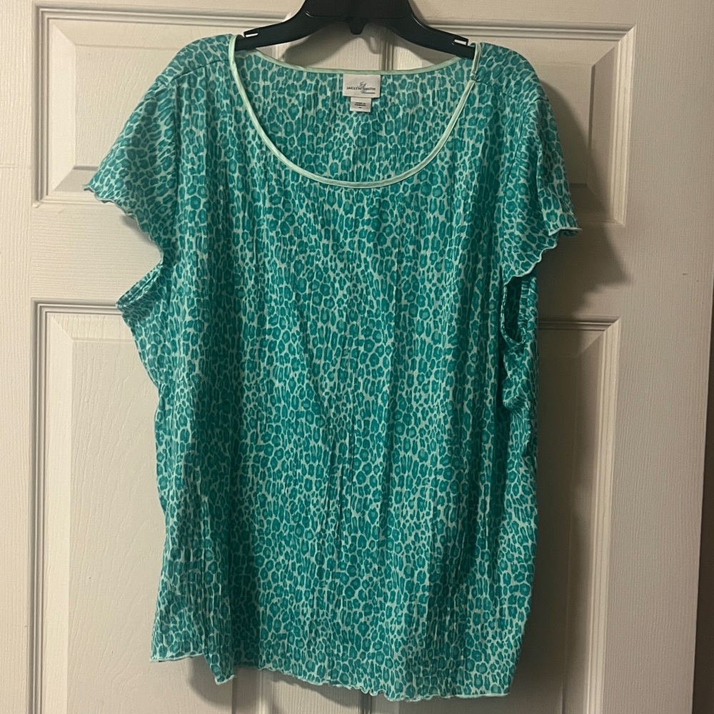 Catherines Teal leopard Patterned Women's Blouse